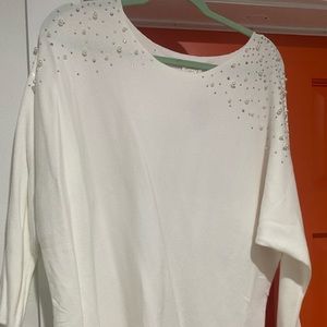 Siren Lily cream light sweater w/pearls and glam - 1x, maternity NWT